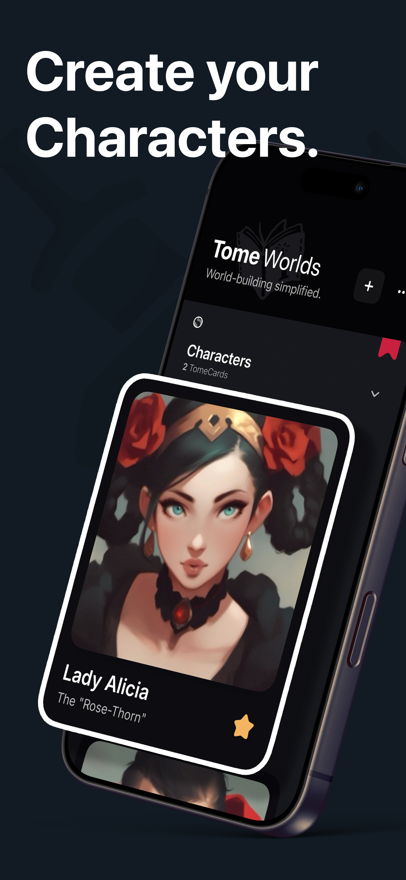 TomeWorlds app screenshot