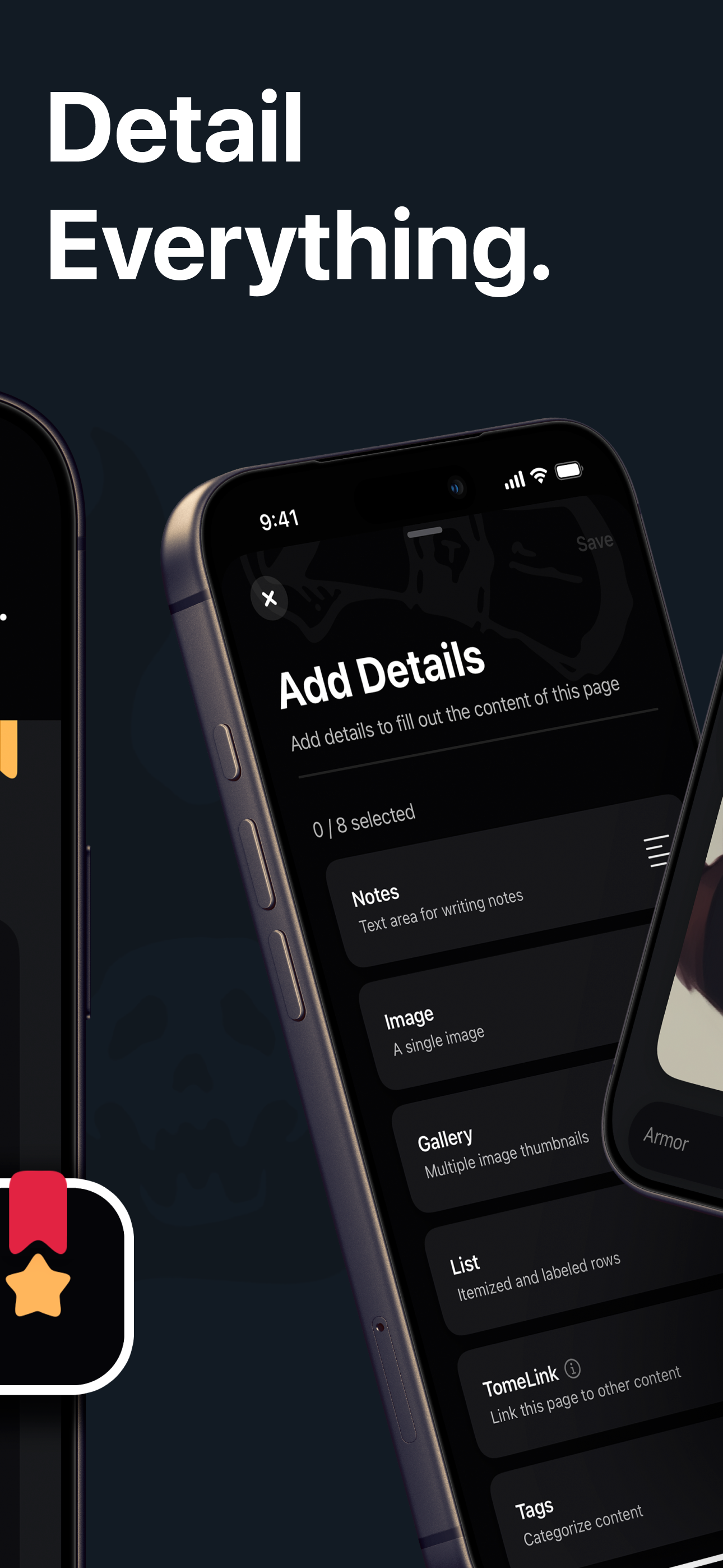 TomeWorlds app screenshot